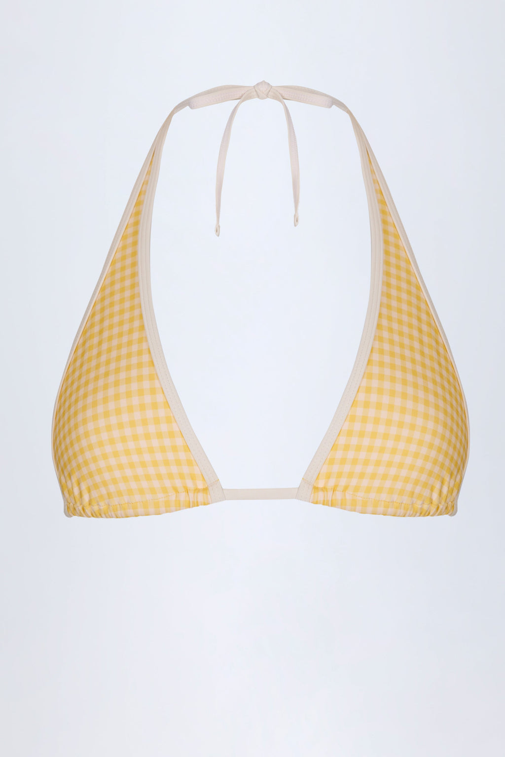 Chic Halterneck Bikini Top in Yellow Gingham