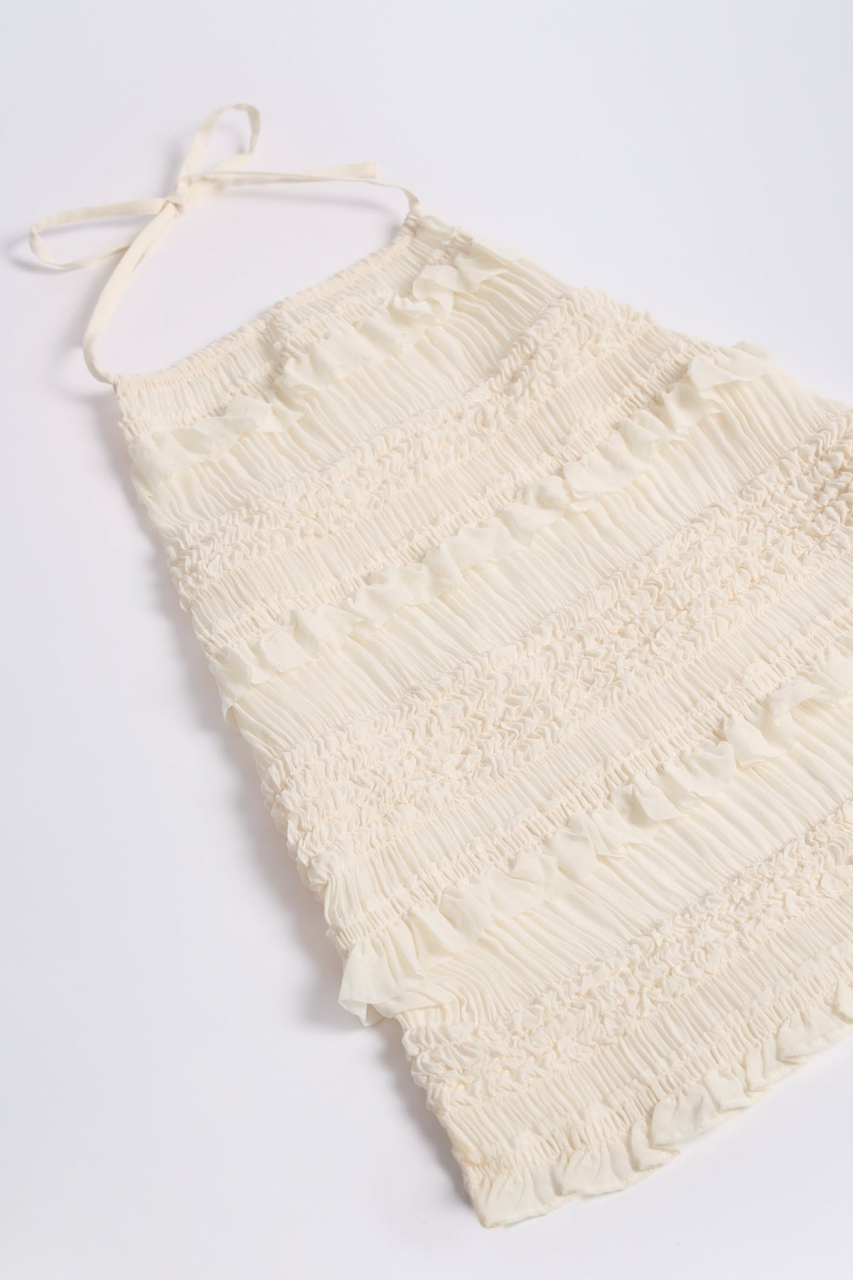 Chic Ruffled High-Neck Backless Top in Ivory