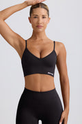 Chic Define Luxe V-Neck Sports Bra in Black