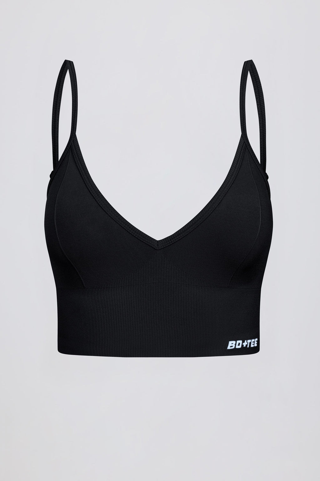 Chic Define Luxe V-Neck Sports Bra in Black
