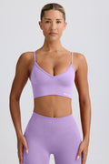 Chic Define Luxe V-Neck Sports Bra in Lilac