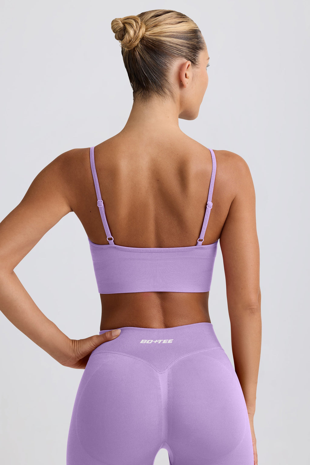Chic Define Luxe V-Neck Sports Bra in Lilac