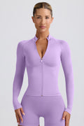 Chic Define Luxe Zip-Up Jacket in Lilac