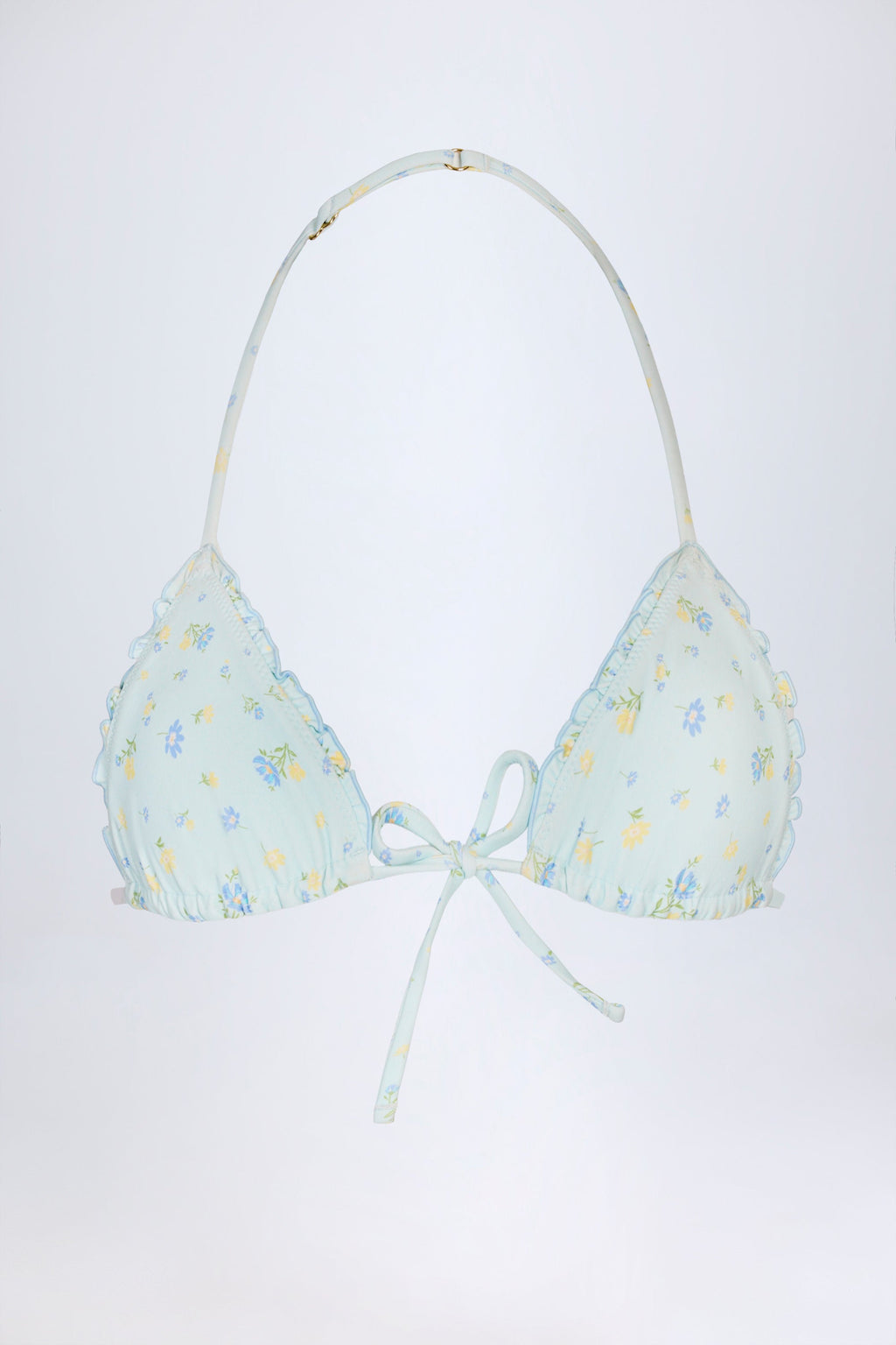 Chic Micro Triangle Bikini Top in Blue Floral