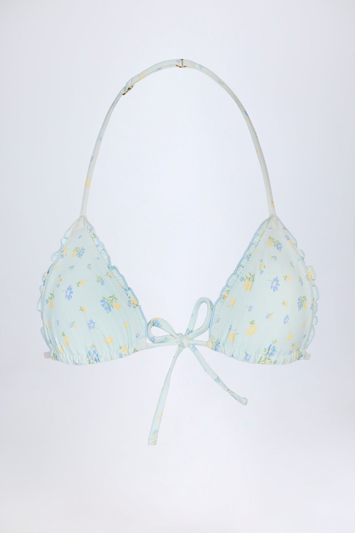 Chic Micro Triangle Bikini Top in Blue Floral