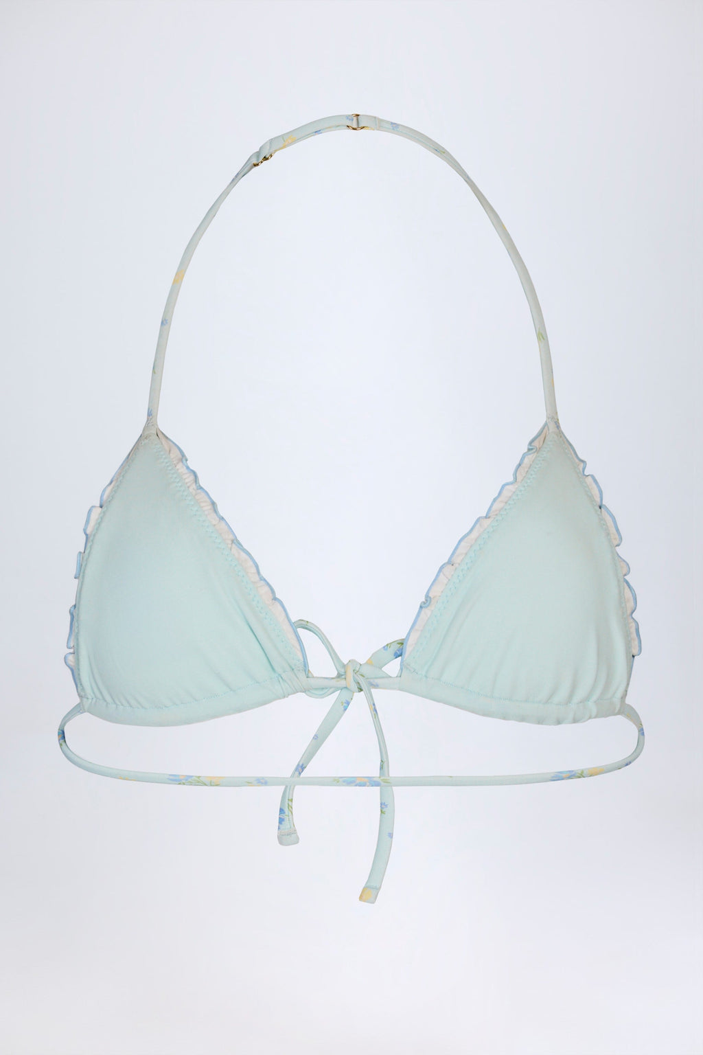 Chic Micro Triangle Bikini Top in Blue Floral