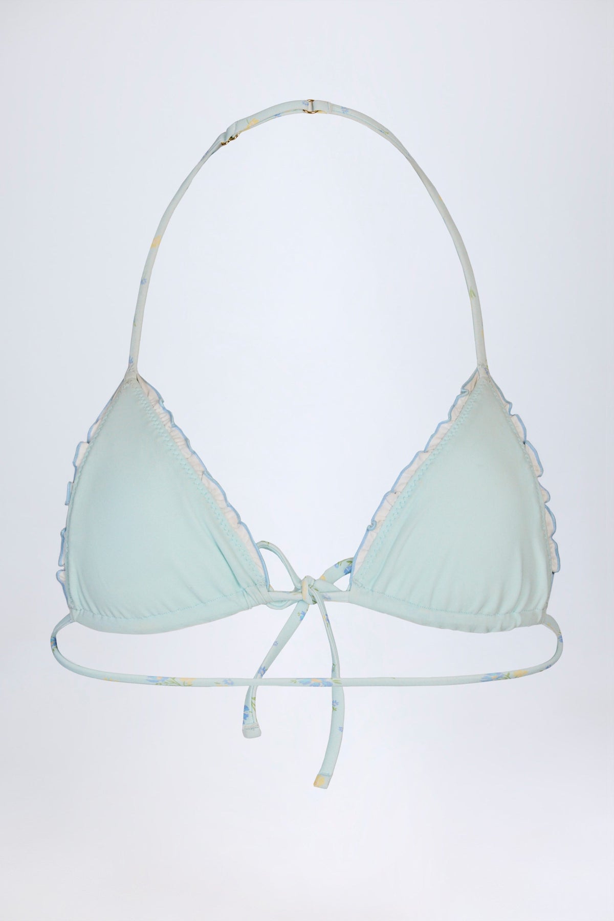 Chic Micro Triangle Bikini Top in Blue Floral