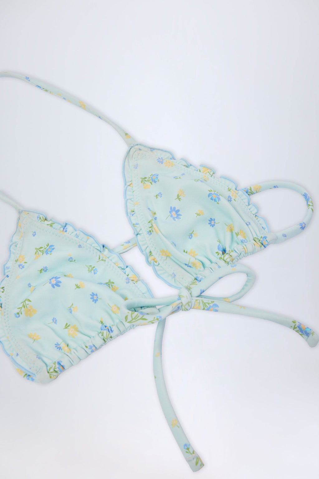 Chic Micro Triangle Bikini Top in Blue Floral