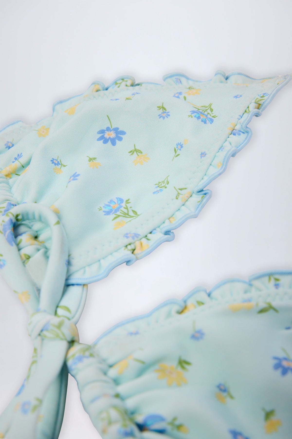 Chic Micro Triangle Bikini Top in Blue Floral