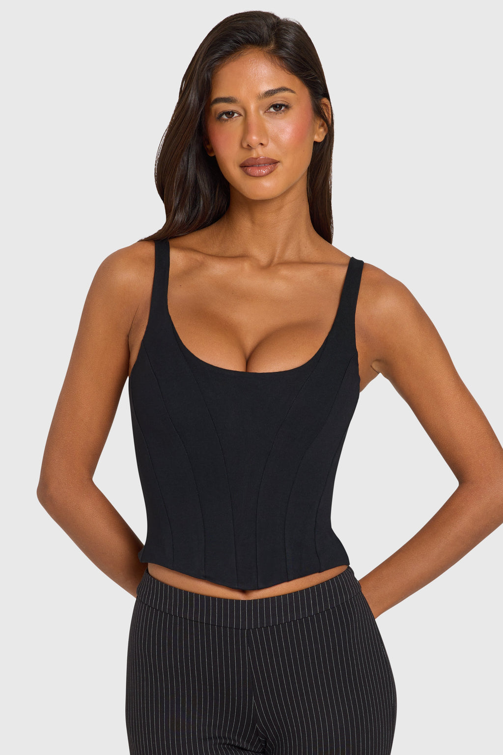Chic Ponte Corset Top in Black