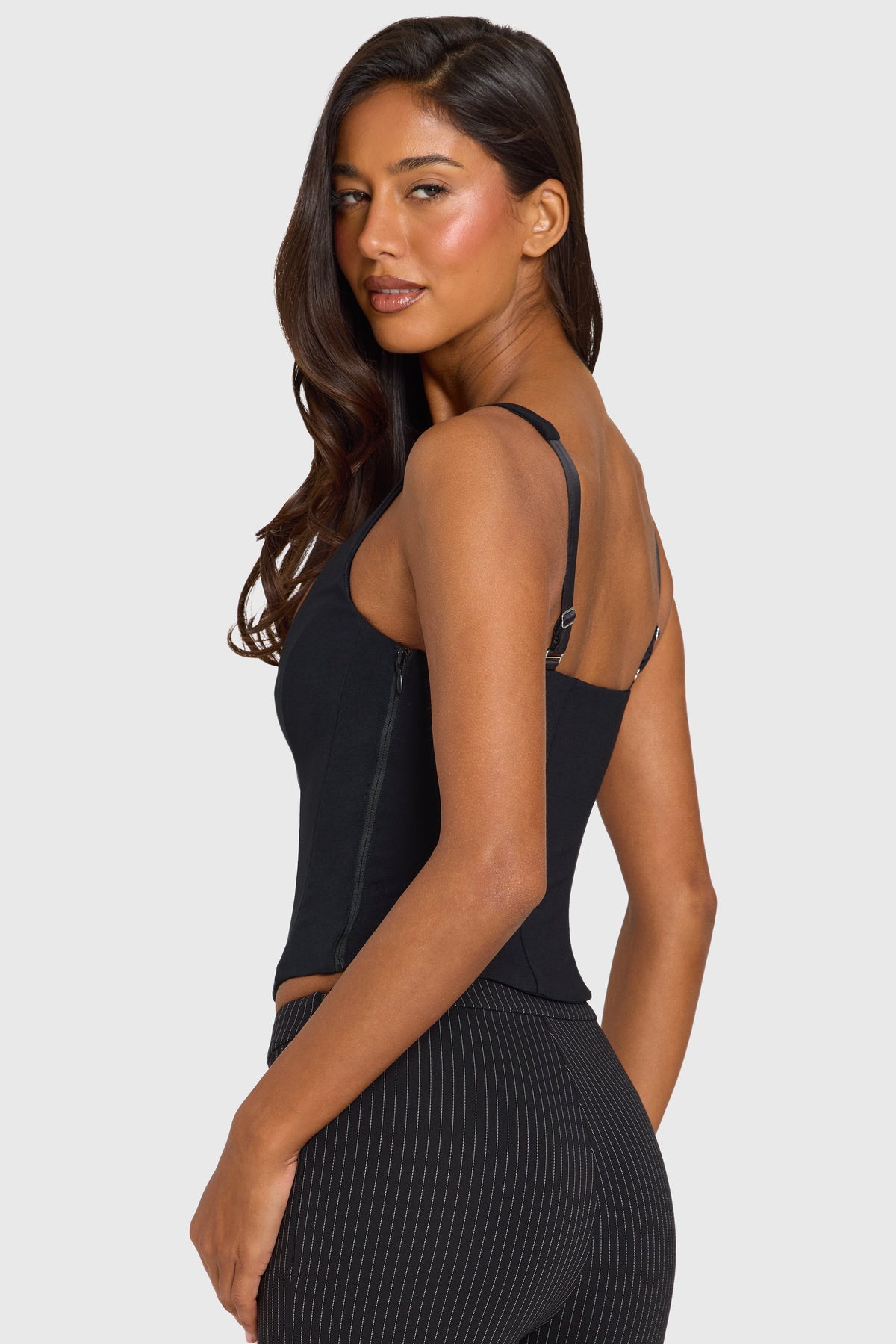 Chic Ponte Corset Top in Black