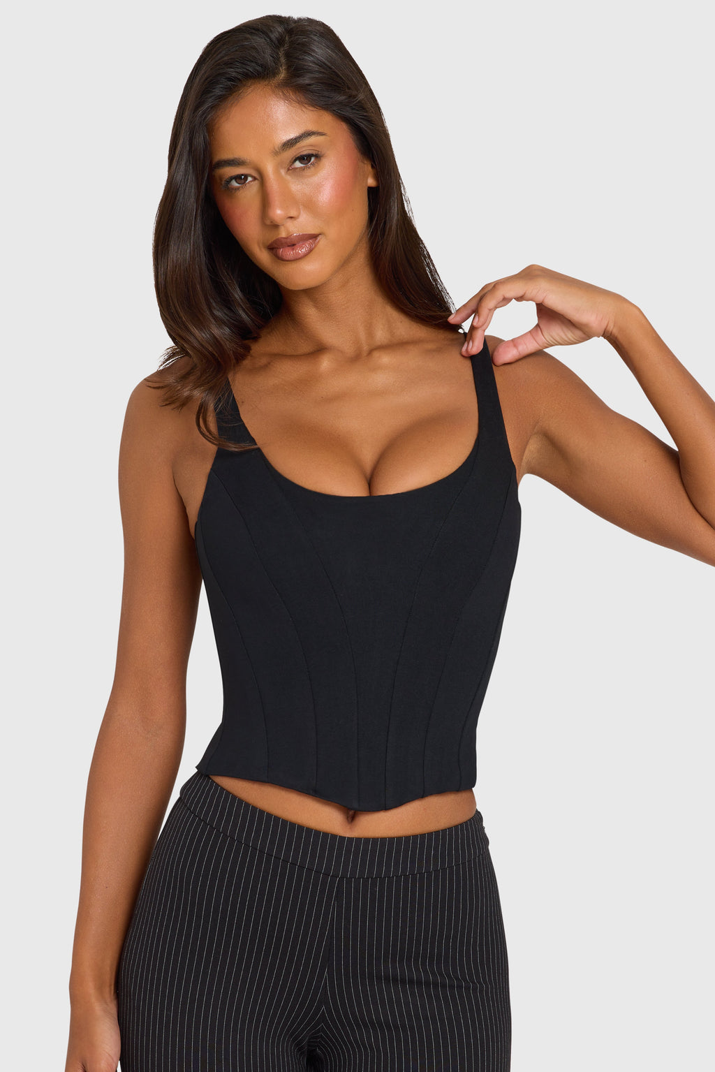 Chic Ponte Corset Top in Black