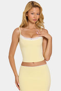 Chic Modal Lace-Trim Top in Butter