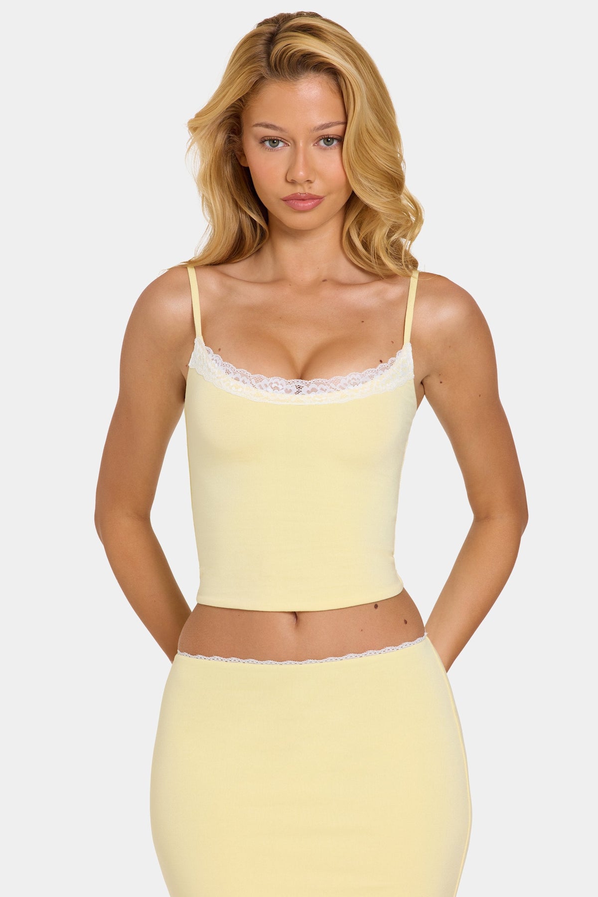 Chic Modal Lace-Trim Top in Butter