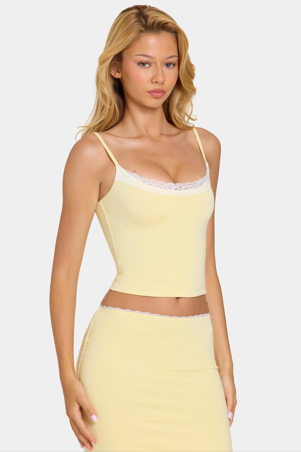 Chic Modal Lace-Trim Top in Butter