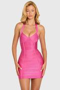 Chic Bandage Bodycon Mini Dress in Raspberry