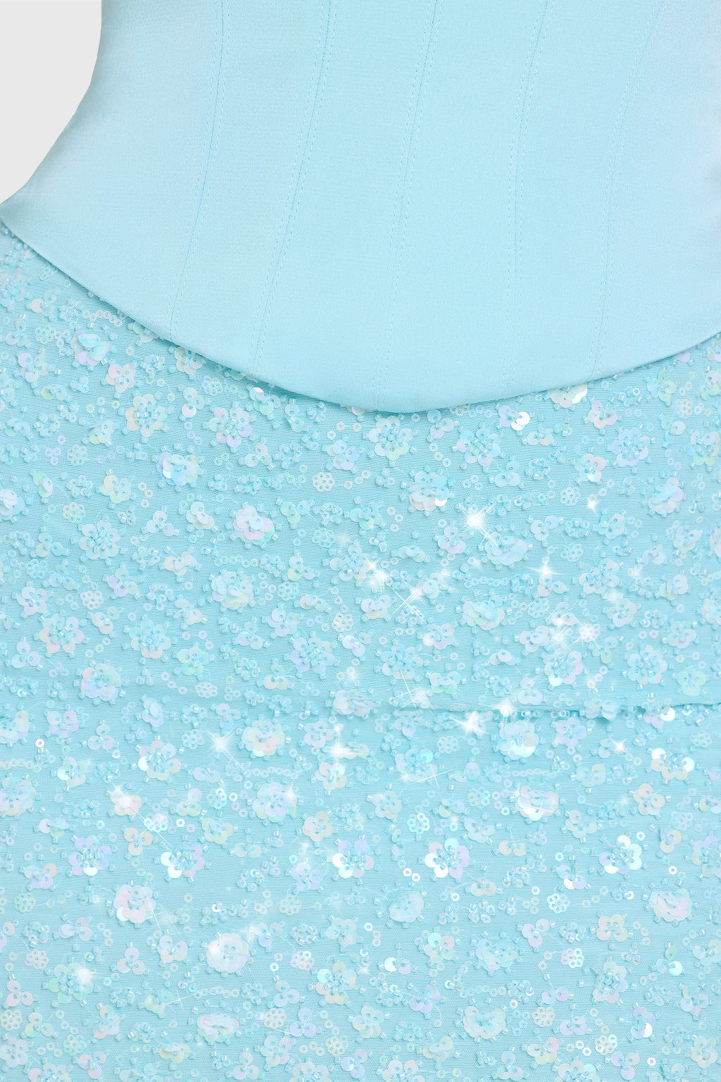 Chic Embellished Skirt Corset Mini Dress in Aqua