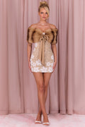 Chic Fur Ribbon-Tie Stole in Mink