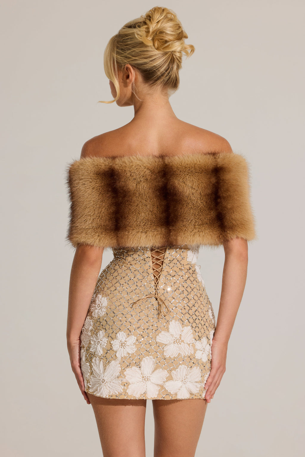 Chic Fur Ribbon-Tie Stole in Mink