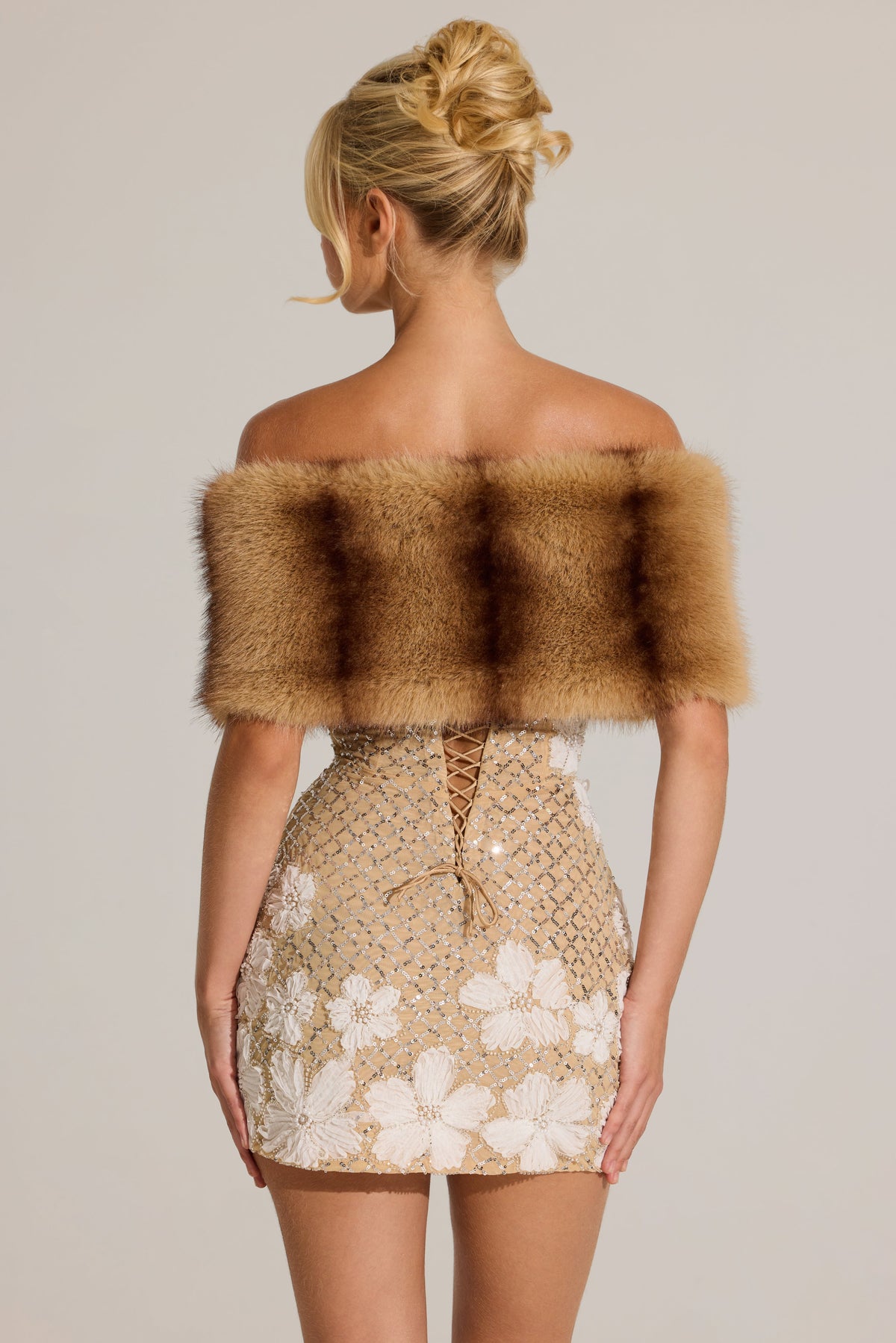 Chic Fur Ribbon-Tie Stole in Mink