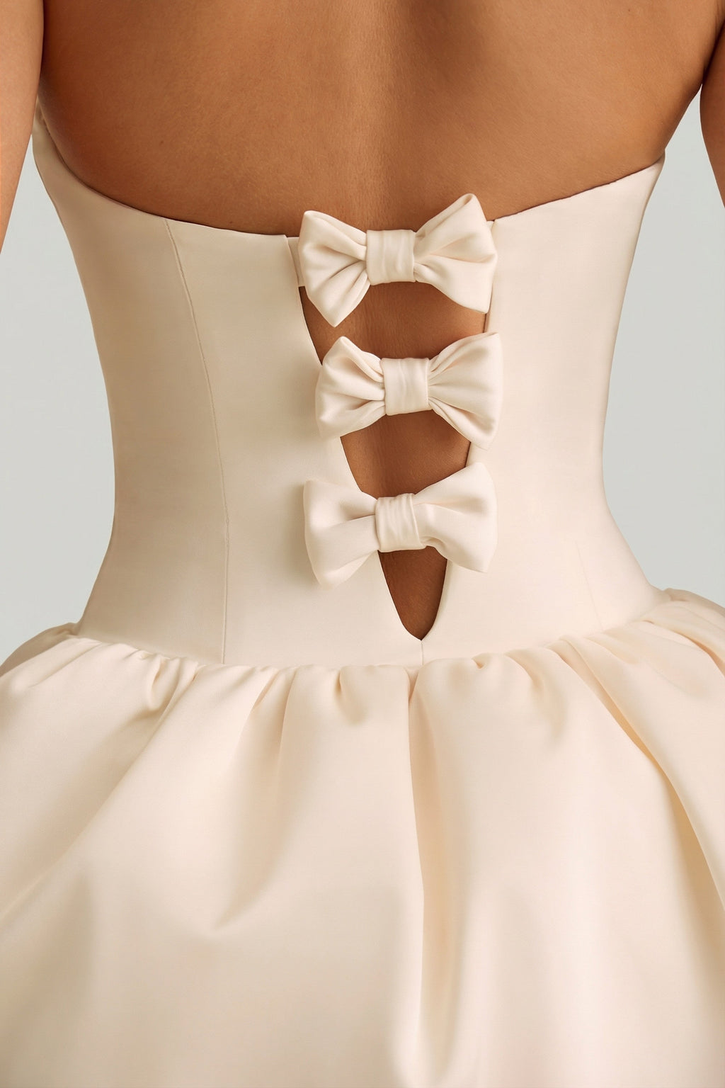 Chic Convertible Bow-Detail Bubble Hem Midaxi Dress in Ivory