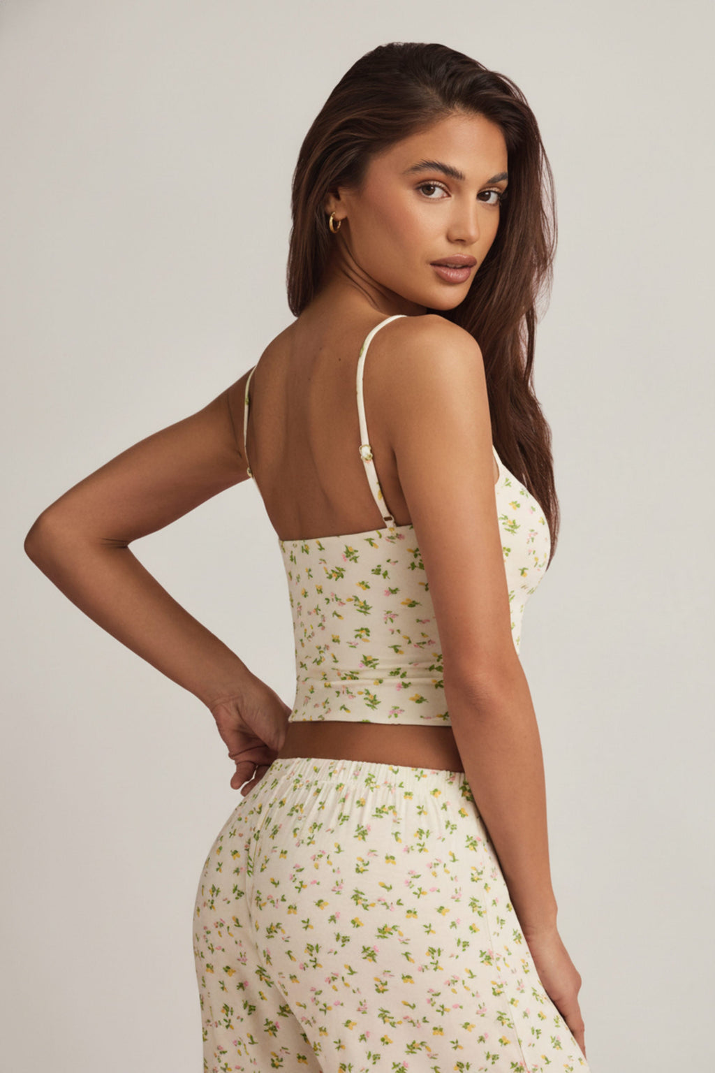 Chic Modal Camisole Pyjama Top in Lemon Print