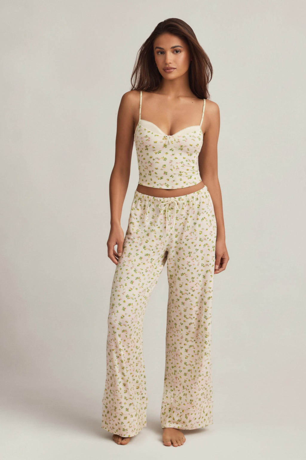 Chic Modal Mid-Rise Pyjama Trousers in Lemon Print