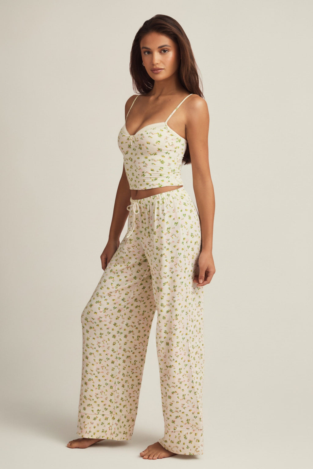 Chic Modal Mid-Rise Pyjama Trousers in Lemon Print