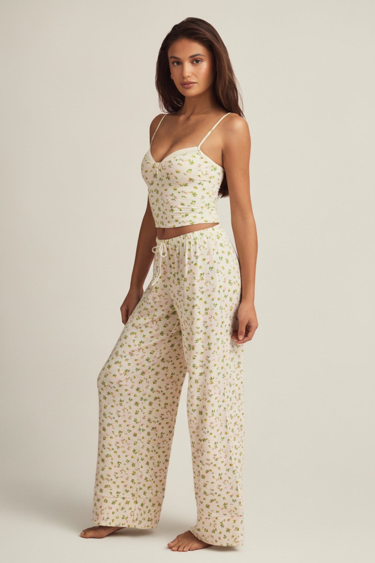 Chic Modal Mid-Rise Pyjama Trousers in Lemon Print