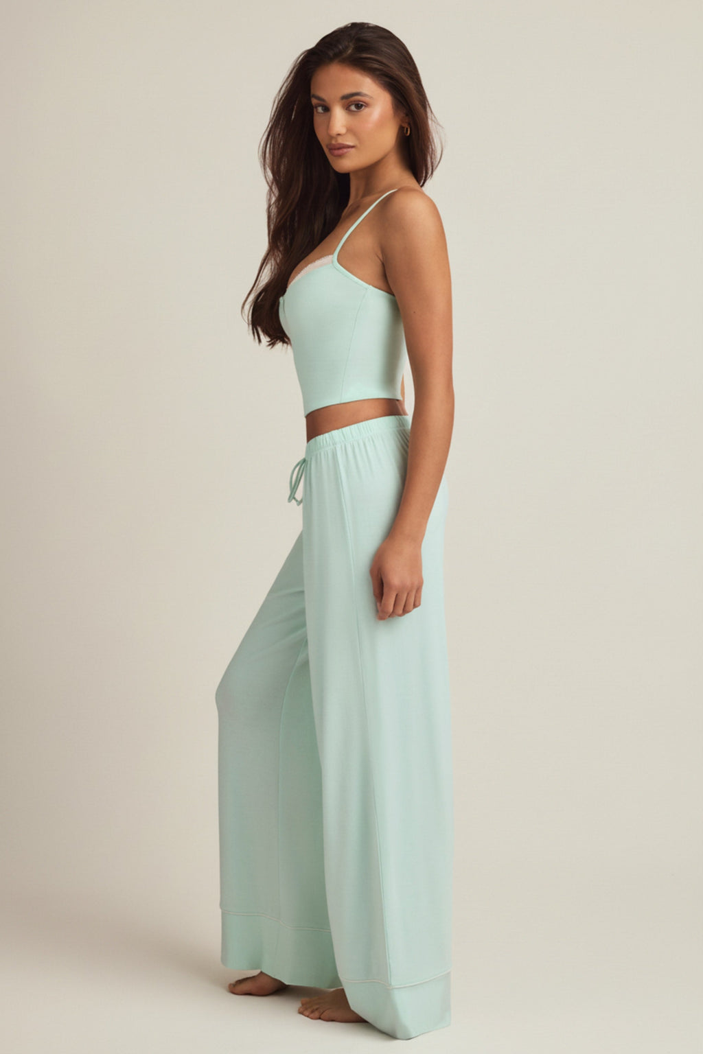 Chic Modal Mid-Rise Pyjama Trousers in Mint