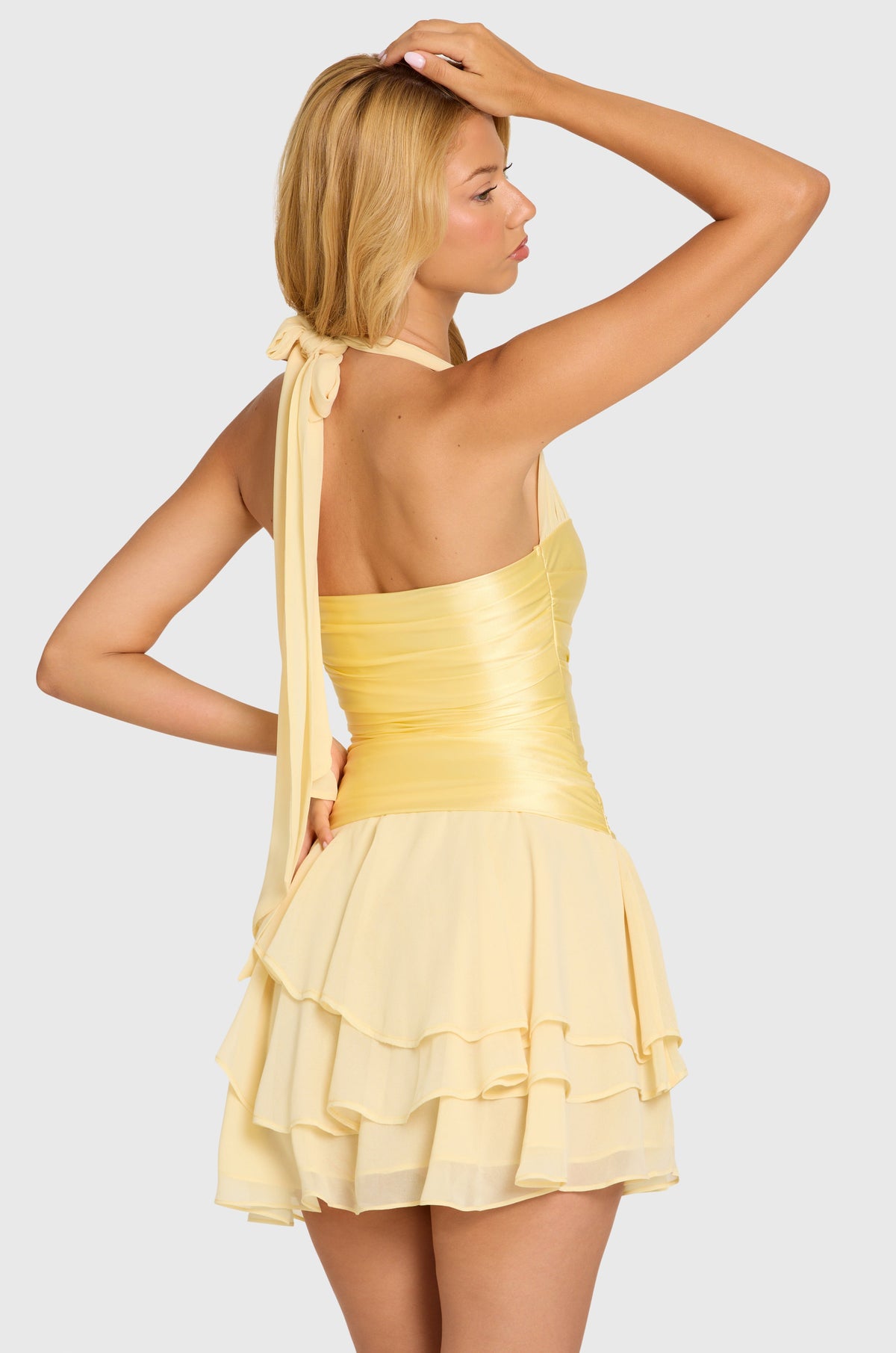 Chic Satin Corset Mini Dress in Butter