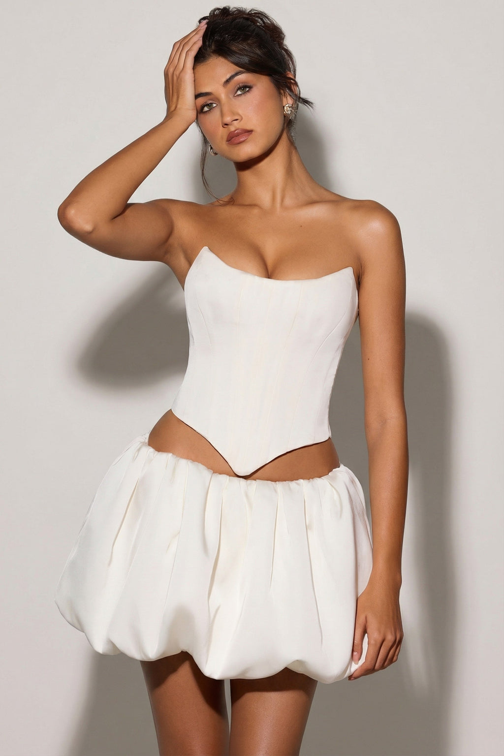 Chic Bubble Hem Micro Mini Skirt in White