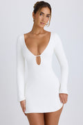 Chic Cut-Out Long-Sleeve Mini Dress in White