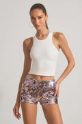 Chic Sequin-Embellished Mini Shorts in Silver