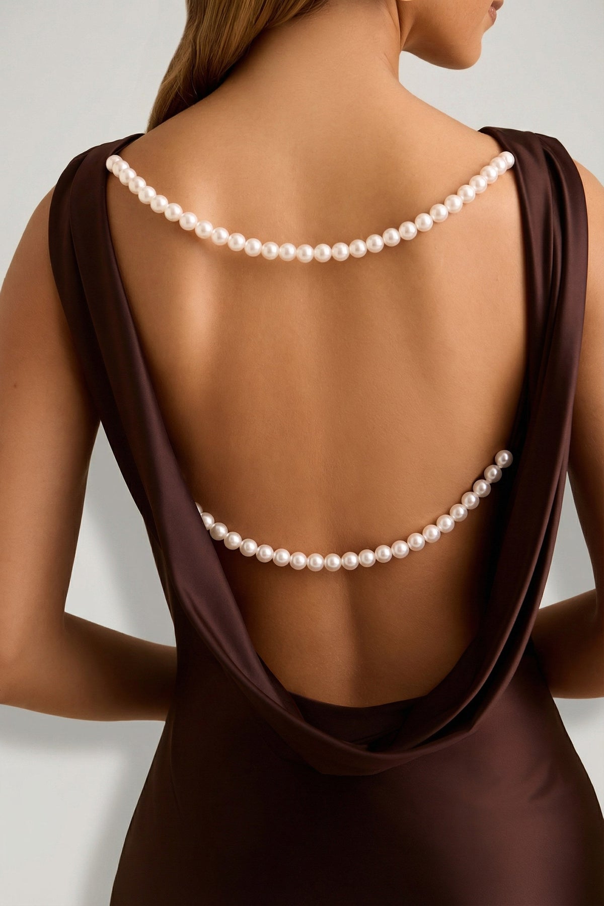 Chic Draped Open-Back A-Line Mini Dress in Chocolate Brown