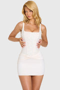 Chic Embellished Corset Mini Dress in Ivory