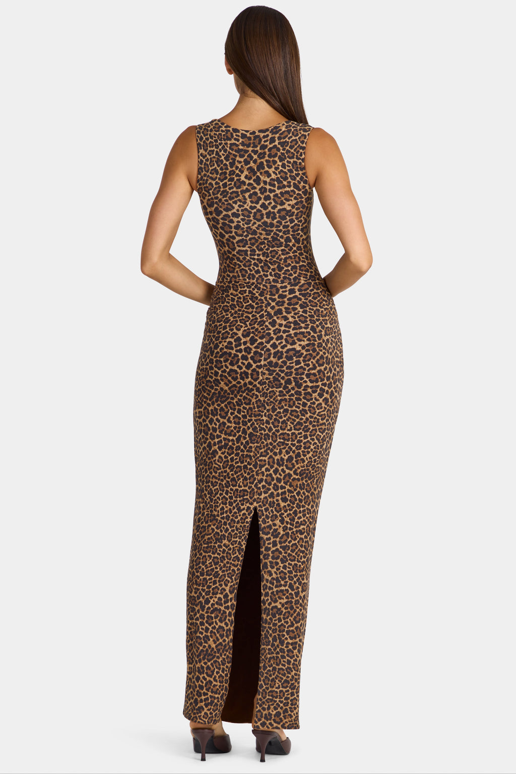 Chic Modal Square-Neck Maxi Dress in Leopard