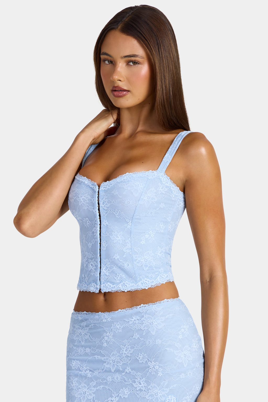Chic Lace Cami Top in Arctic Blue