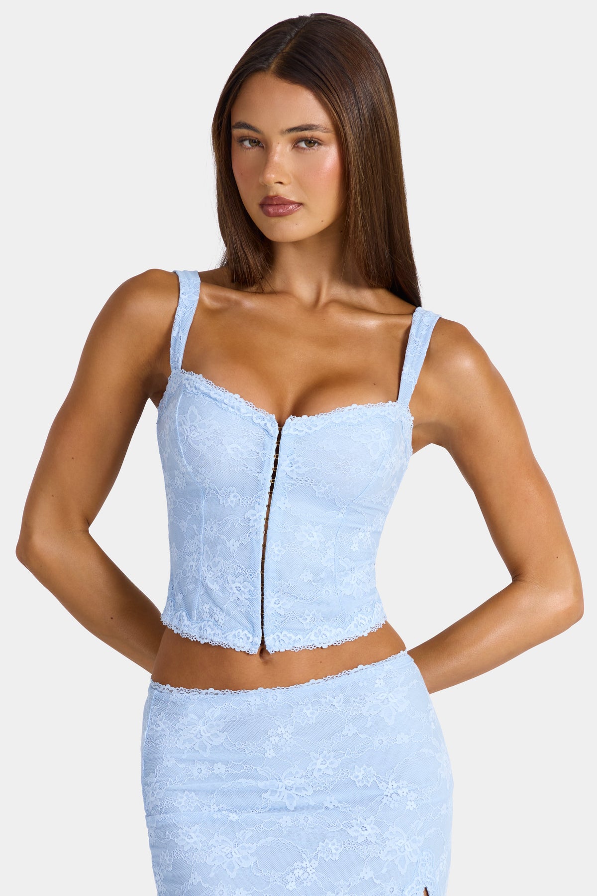 Chic Lace Cami Top in Arctic Blue