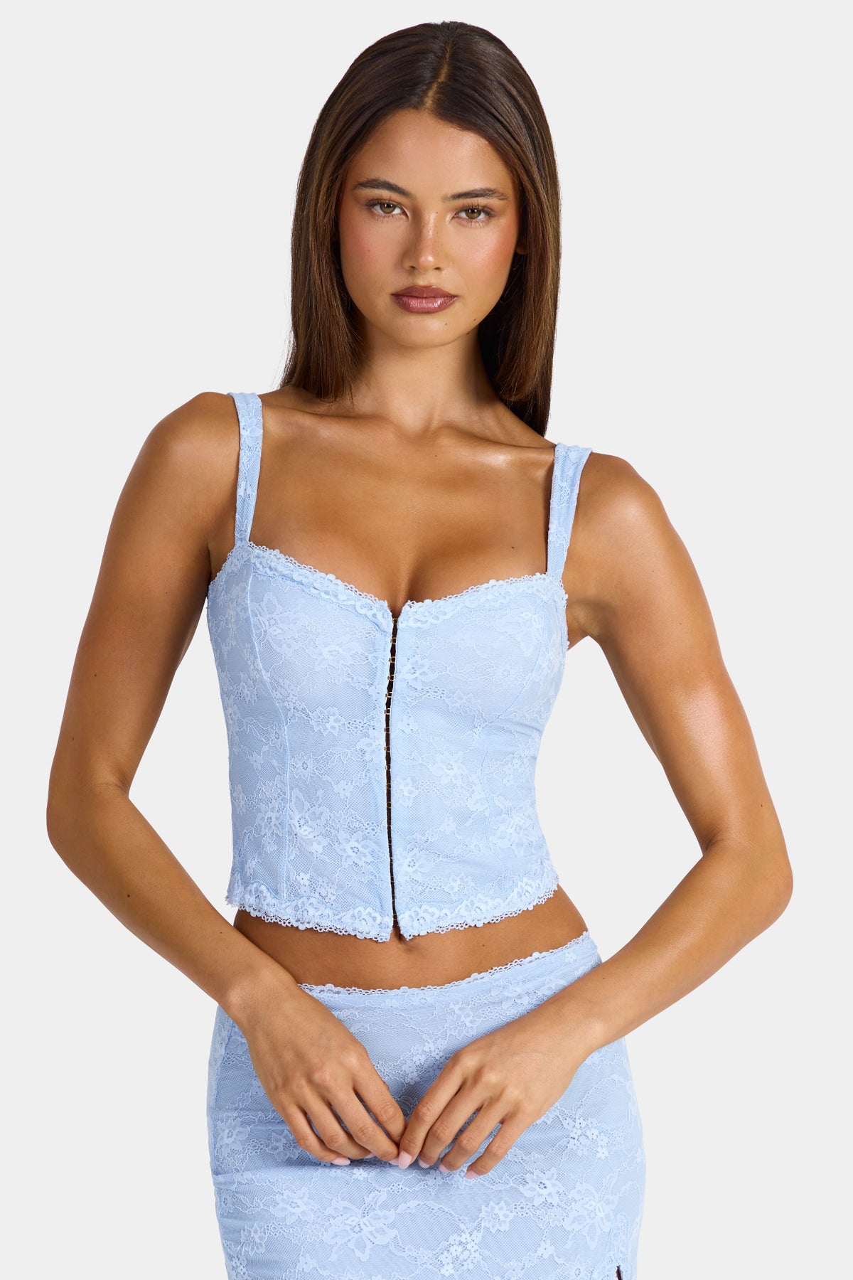Chic Lace Cami Top in Arctic Blue