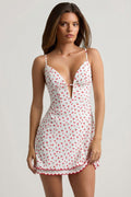 Chic Scalloped Backless A-Line Mini Dress in Cherry Print