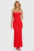 Chic Lace Maxi Dress in Cherry