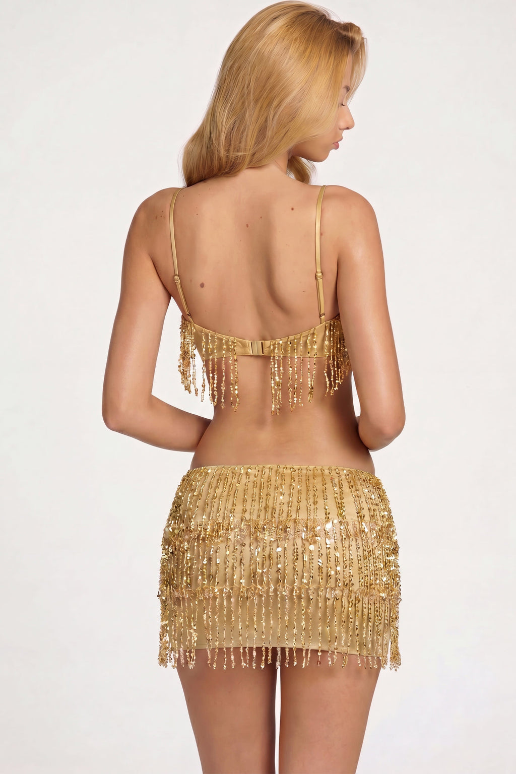 Chic Fringed Bralette in Gold