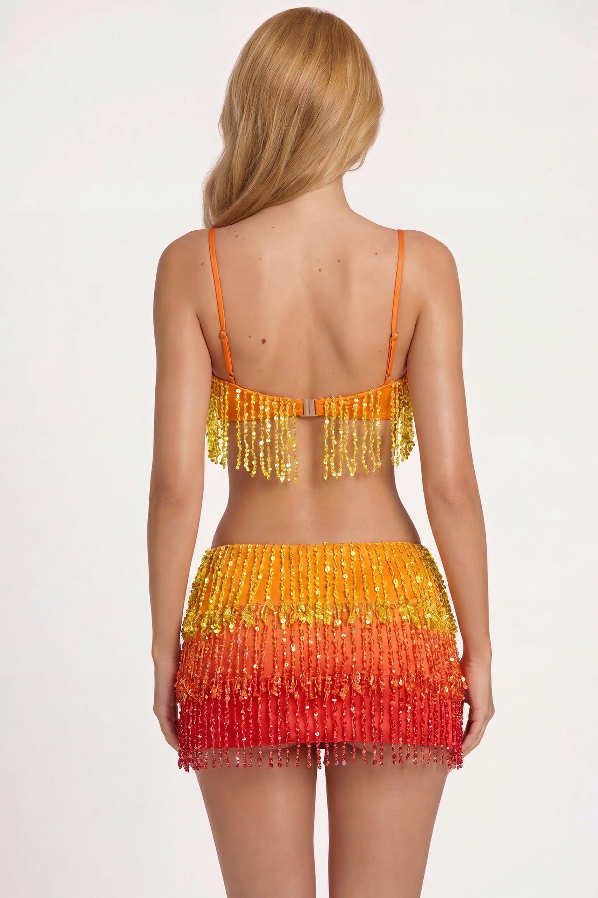 Chic Fringed Bralette in Orange Ombre