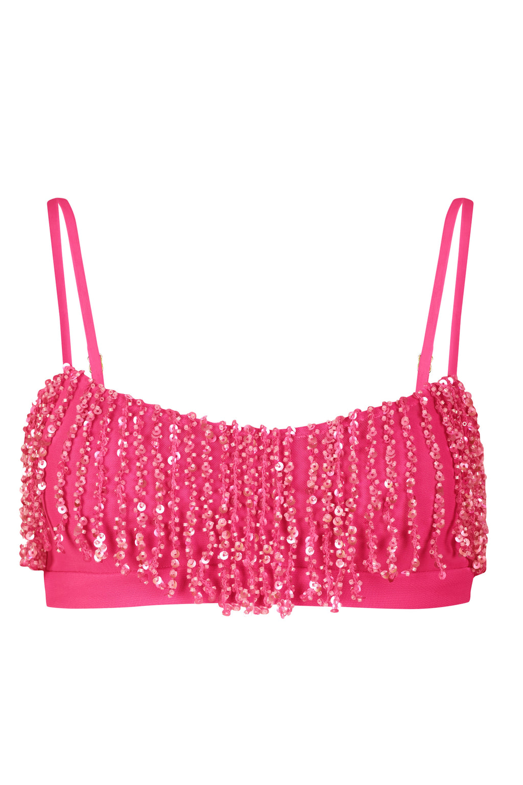 Chic Fringed Bralette in Raspberry