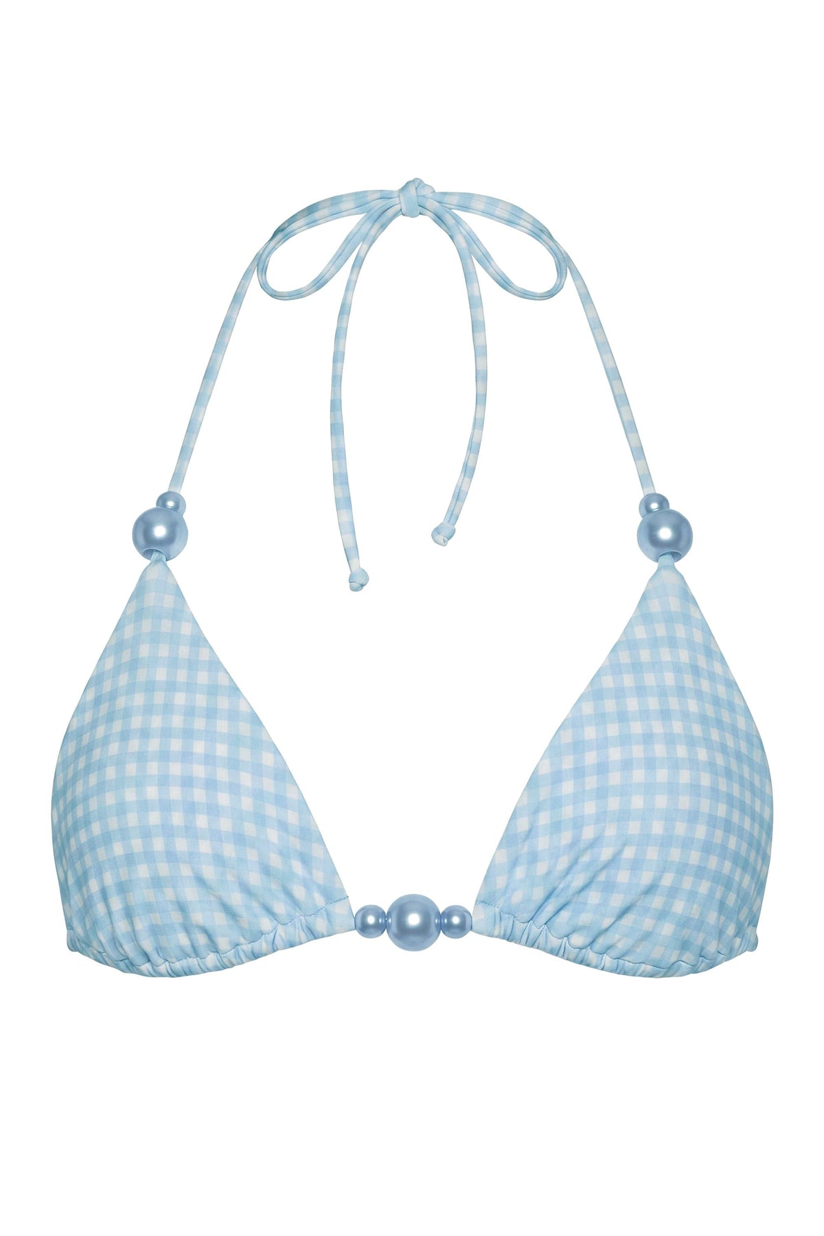 Chic Triangle Bikini Top in Blue Gingham Print