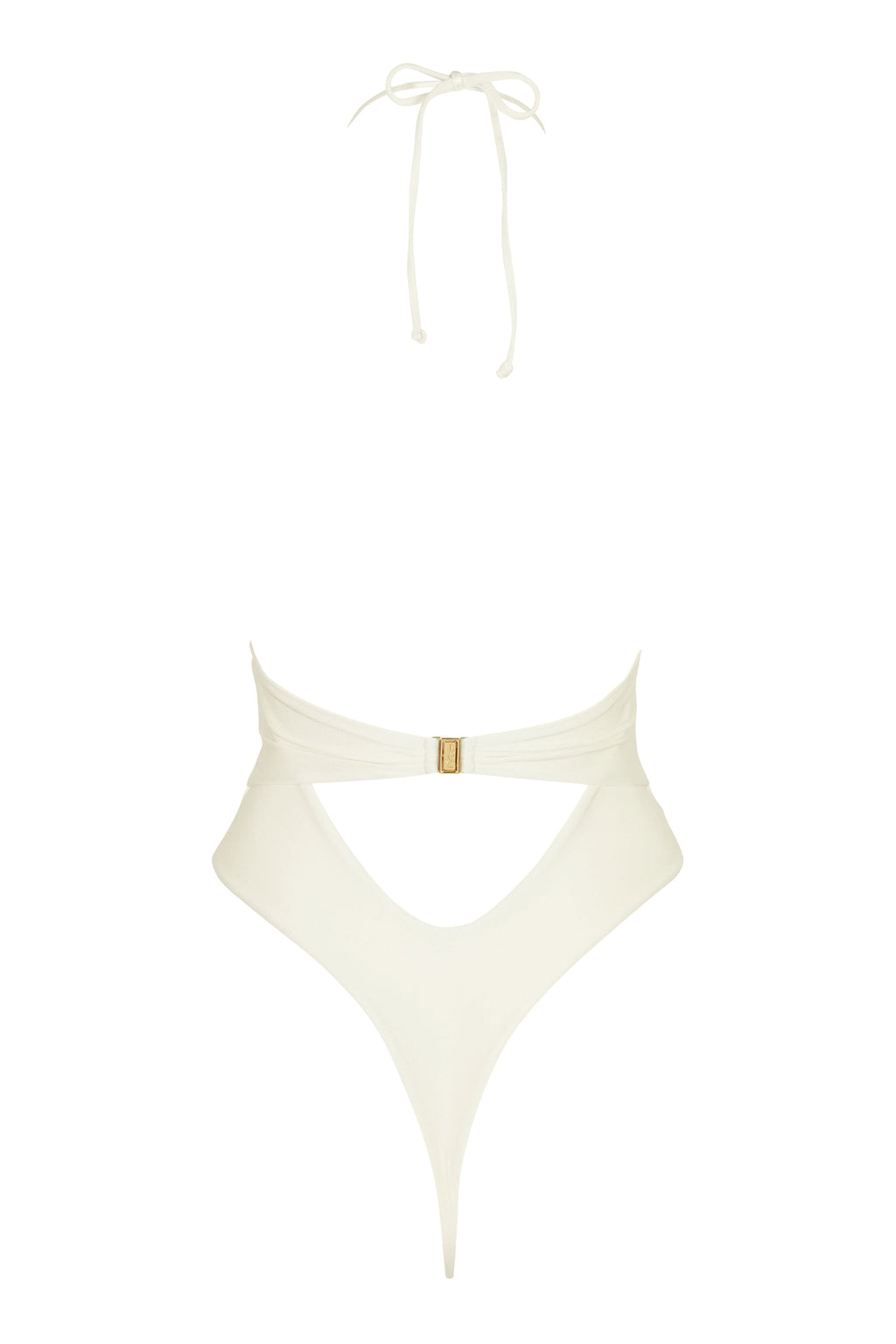 Chic Halterneck Thong Swimsuit in Pearl