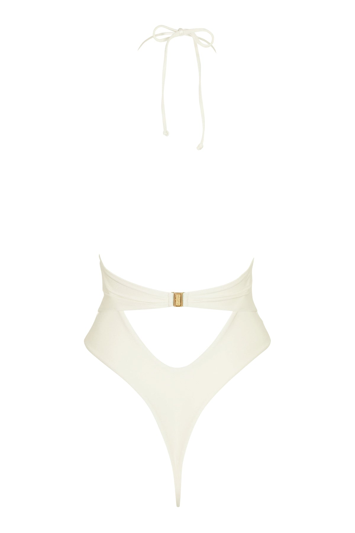 Chic Halterneck Thong Swimsuit in Pearl