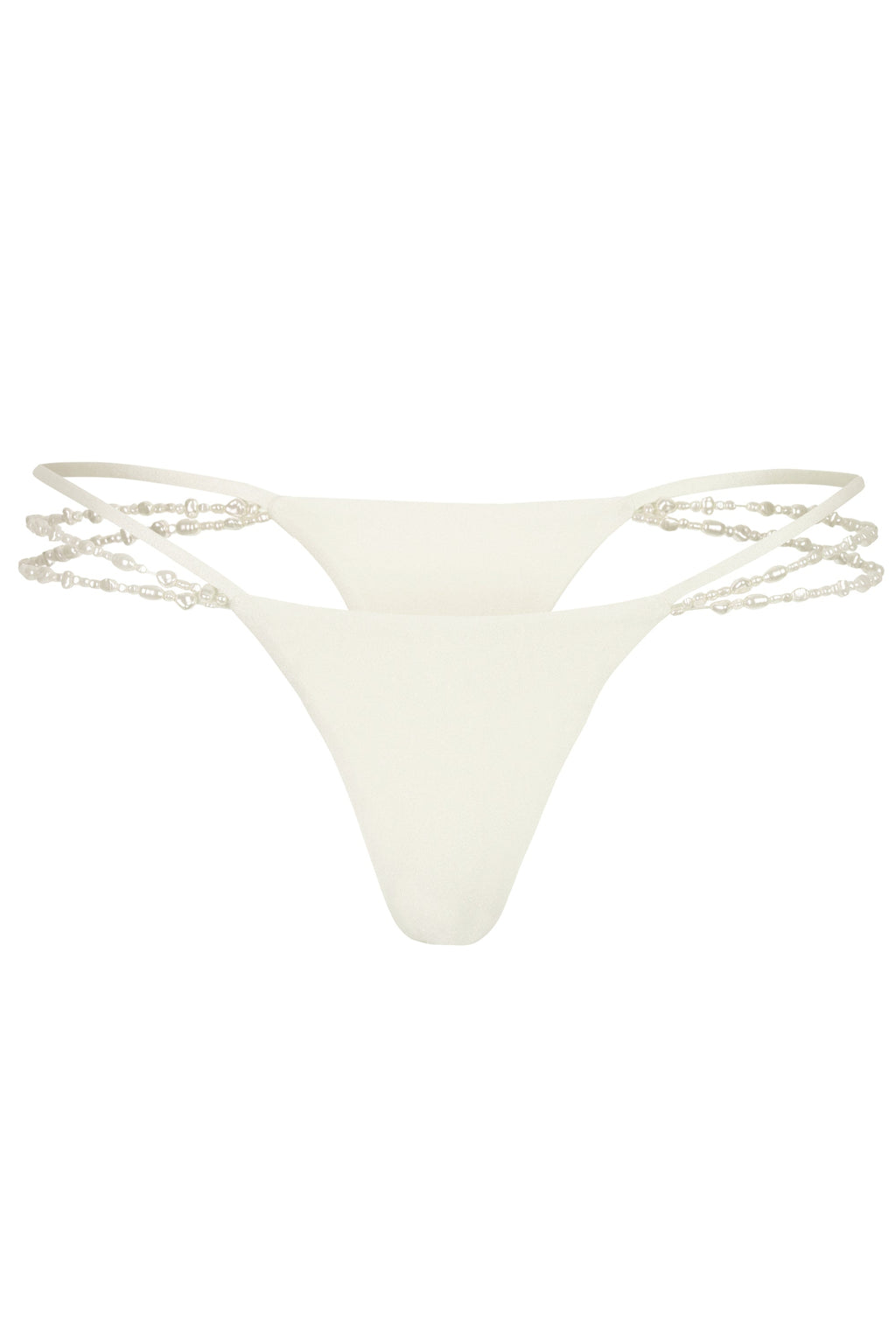 Chic Multi-Strap Cheeky Bikini Bottoms in Pearl
