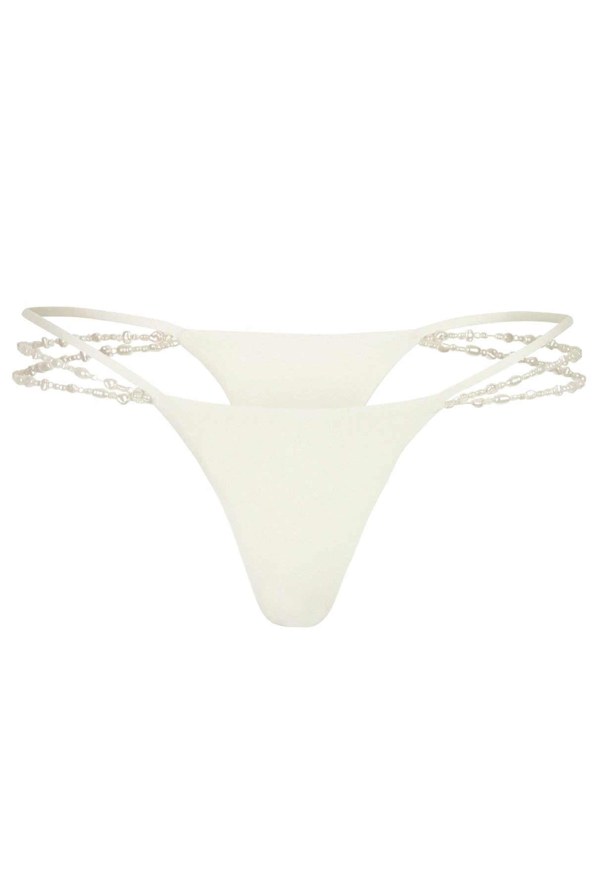Chic Multi-Strap Cheeky Bikini Bottoms in Pearl
